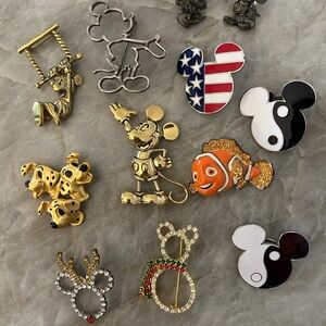 Mickey Mouse and Friends Pins - Gold, Red, Black